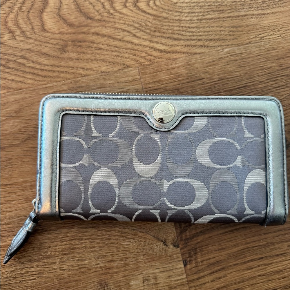 Coach Gray and Silver Zip Wallet